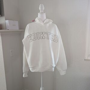 NWT Edikted White Hoodie with Gray Logo